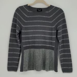 Giorgio Armani 100% Cashmere‎ Sweater Size 42 Size 6 Grey Striped Made in Italy